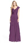 ColsBM Magnolia Grape Juice Gorgeous A-line V-neck Chiffon30 Floor Length Bridesmaid Dresses