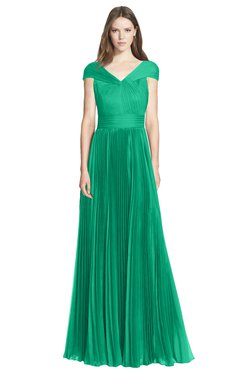 ColsBM Bryanna Sea Green Classic Fit-n-Flare V-neck Short Sleeve Zip up Chiffon Bridesmaid Dresses