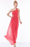 ColsBM Nina Coral Glamorous Fit-n-Flare One Shoulder Sleeveless Zip up Chiffon30 Bridesmaid Dresses