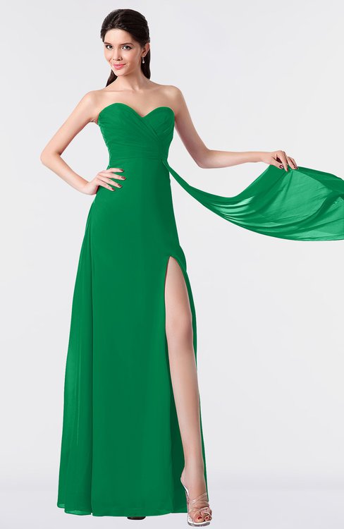 ColsBM Vivian Green Modern A-line Sleeveless Backless Split-Front Bridesmaid Dresses