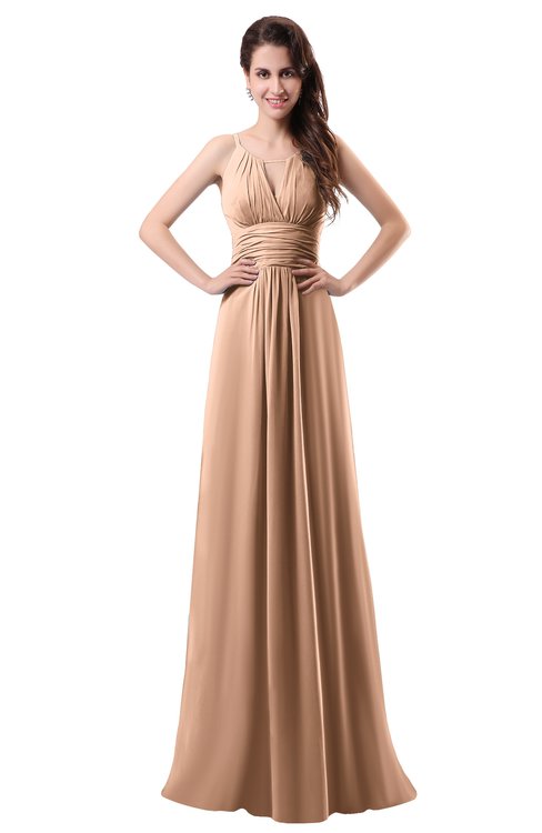 ColsBM Daisy Almost Apricot Simple Column Scoop Chiffon Ruching Bridesmaid Dresses