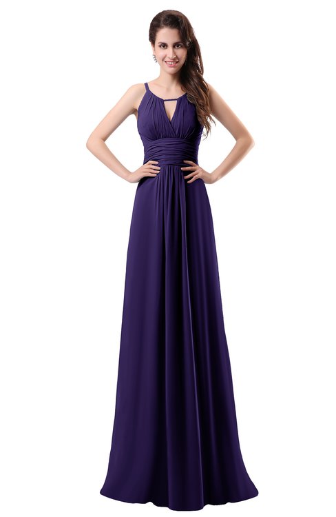 ColsBM Daisy Royal Purple Simple Column Scoop Chiffon Ruching Bridesmaid Dresses