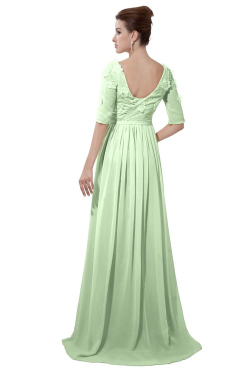 ColsBM Emily Pale Green Casual A-line Sabrina Elbow Length Sleeve Backless Beaded Bridesmaid Dresses