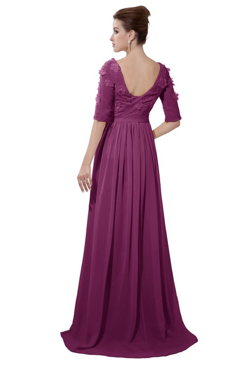 ColsBM Emily Raspberry Casual A-line Sabrina Elbow Length Sleeve Backless Beaded Bridesmaid Dresses