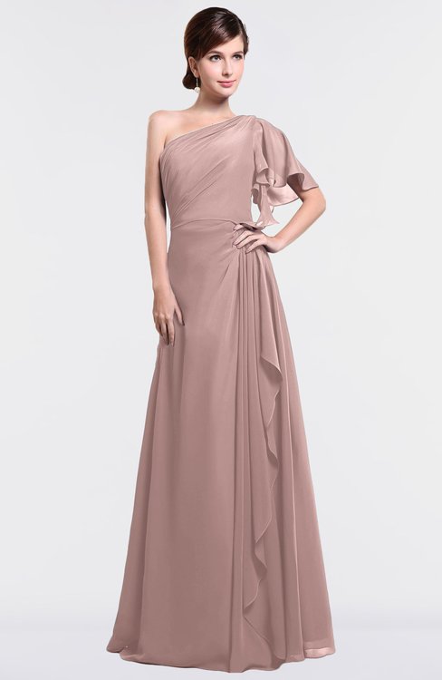 ColsBM Louisa Blush Pink Simple A-line Short Sleeve Half Backless Floor Length Ruffles Bridesmaid Dresses