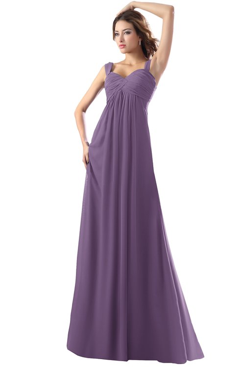 ColsBM Diana Chinese Violet Modest Empire Thick Straps Zipper Floor Length Ruching Prom Dresses