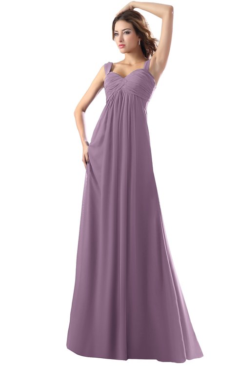 ColsBM Diana Valerian Modest Empire Thick Straps Zipper Floor Length Ruching Prom Dresses