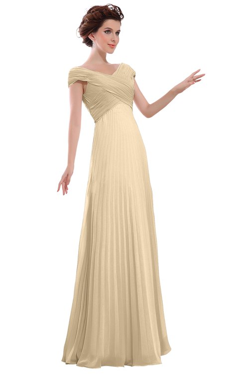 ColsBM Elise Apricot Gelato Casual V-neck Zipper Chiffon Pleated Bridesmaid Dresses