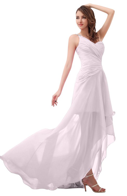 ColsBM Paige Blush Romantic One Shoulder Sleeveless Brush Train Ruching Bridesmaid Dresses