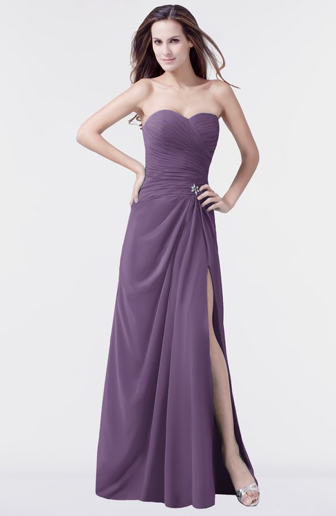 ColsBM Mary Chinese Violet Elegant A-line Sweetheart Sleeveless Floor Length Pleated Bridesmaid Dresses