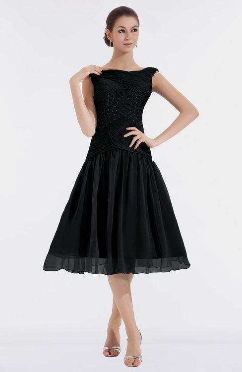 black tea length bridesmaid dresses