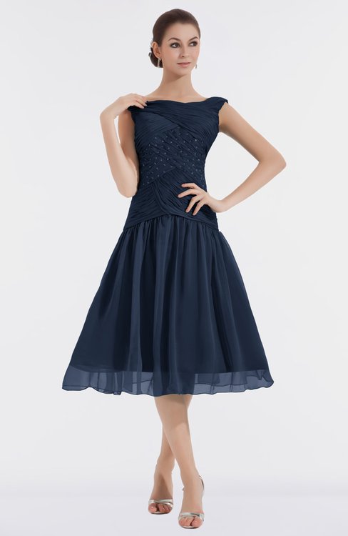 navy blue tea dress