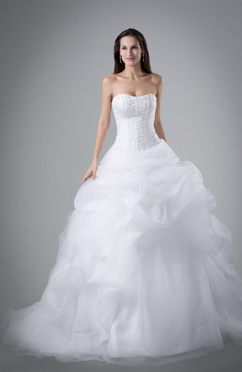 ColsBM Kora White Princess Destination Ball Gown Sweetheart Backless Paillette Bridal Gowns