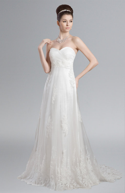 ColsBM Leia Cream Modern Garden Strapless Zip up Lace Chapel Train Plus Size Bridal Gowns