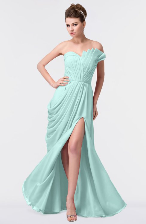 ColsBM Gwen Blue Glass Elegant A-line Strapless Sleeveless Backless Floor Length Plus Size Bridesmaid Dresses