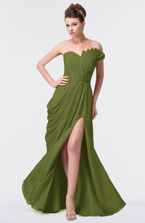 Bridesmaid Dresses Olive Green color Strapless Natural Apple Rectangle  Classic Fashion/Modern 500+ styles - ColorsBridesmaid