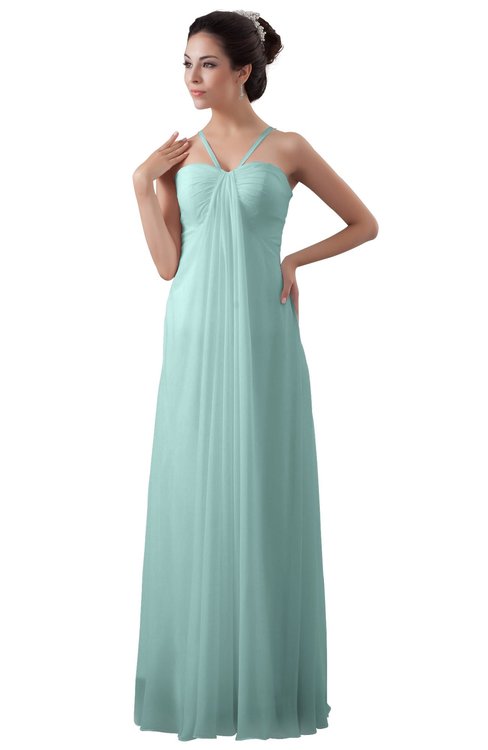 ColsBM Erin Blue Glass Informal A-line Spaghetti Sleeveless Floor Length Ruching Plus Size Bridesmaid Dresses