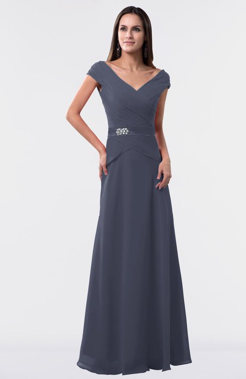 ColsBM Madelyn Nightshadow Blue Informal A-line Portrait Zipper Floor Length Ruching Plus Size Bridesmaid Dresses