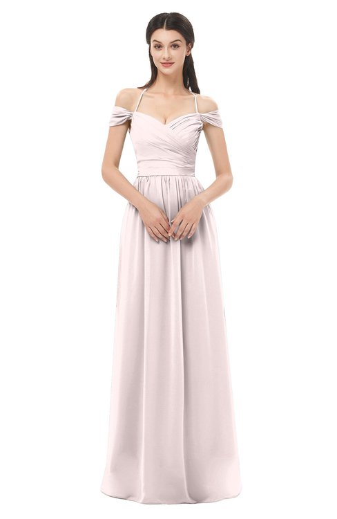 ColsBM Amirah Light Pink Bridesmaid Dresses Halter Zip up Pleated Floor Length Elegant Short Sleeve