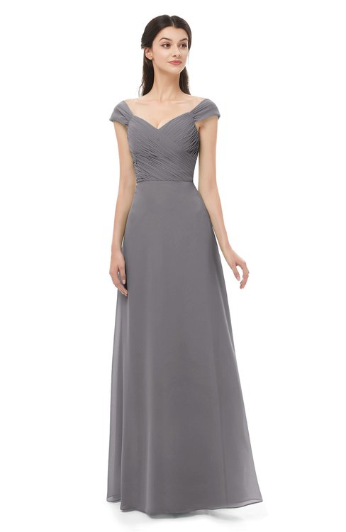 ColsBM Aspen Storm Front Bridesmaid Dresses Off The Shoulder Elegant Short Sleeve Floor Length A-line Ruching