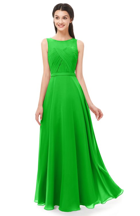 ColsBM Emery Classic Green Bridesmaid Dresses Bateau A-line Floor Length Simple Zip up Sash