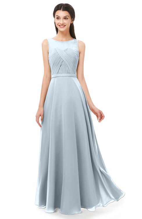 ColsBM Emery Illusion Blue Bridesmaid Dresses Bateau A-line Floor Length Simple Zip up Sash