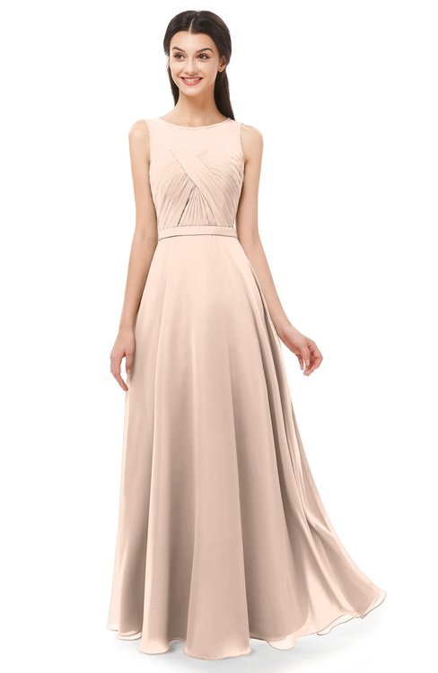 ColsBM Emery Peach Puree Bridesmaid Dresses Bateau A-line Floor Length Simple Zip up Sash