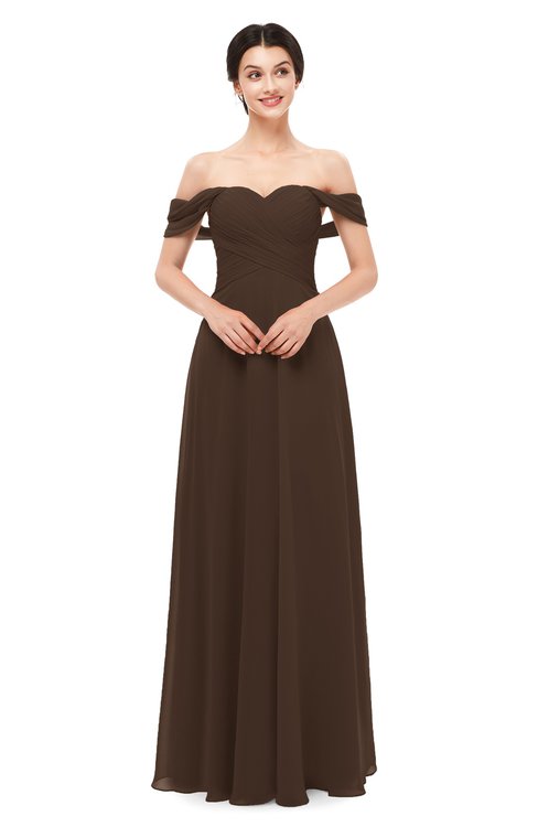 ColsBM Lydia Copper Bridesmaid Dresses Sweetheart A-line Floor Length Modern Ruching Short Sleeve