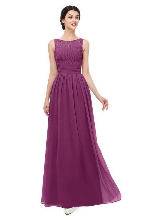 ColsBM Skyler Raspberry Bridesmaid Dresses Sheer A-line Sleeveless Classic Ruching Zipper