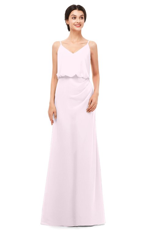ColsBM Sasha Blush Bridesmaid Dresses Column Simple Floor Length Sleeveless Zip up V-neck
