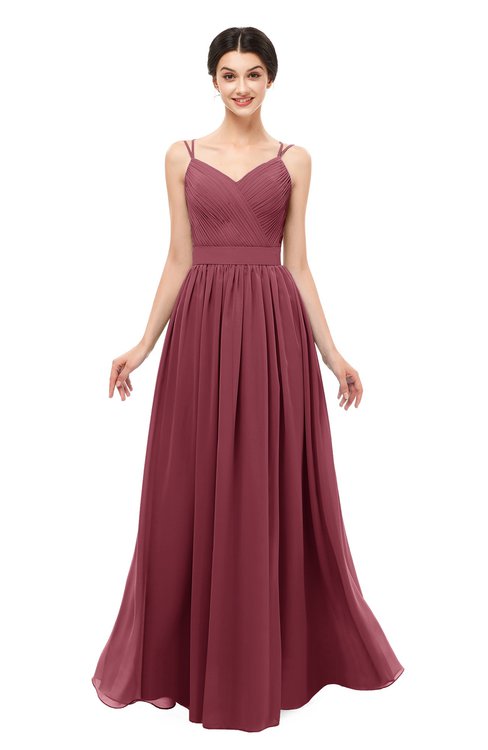 ColsBM Bryn Wine Bridesmaid Dresses Floor Length Sash Sleeveless Simple A-line Criss-cross Straps