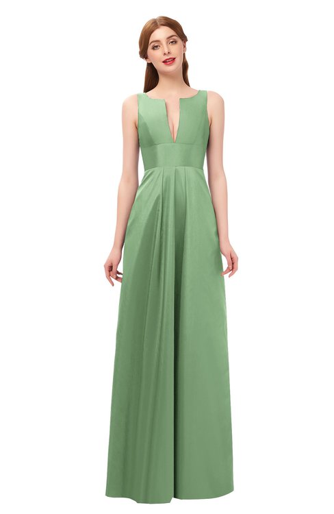 ColsBM Jayla Fair Green Bridesmaid Dresses Sleeveless Sexy Zipper V-neck Floor Length Pleated