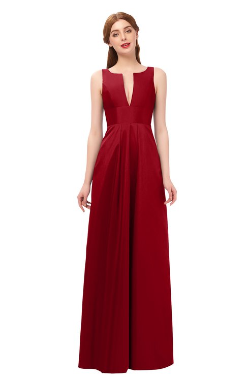 ColsBM Jayla Haute Red Bridesmaid Dresses Sleeveless Sexy Zipper V-neck Floor Length Pleated