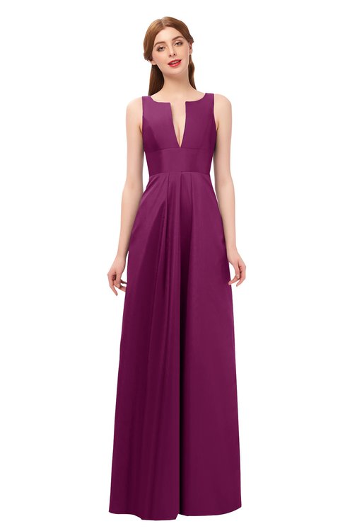 ColsBM Jayla Magenta Purple Bridesmaid Dresses Sleeveless Sexy Zipper V-neck Floor Length Pleated