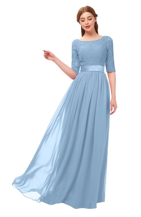 sky blue maid of honor dress