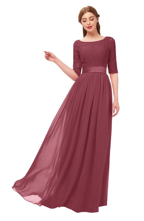Red Bridesmaid Dresses Wine color Long ...