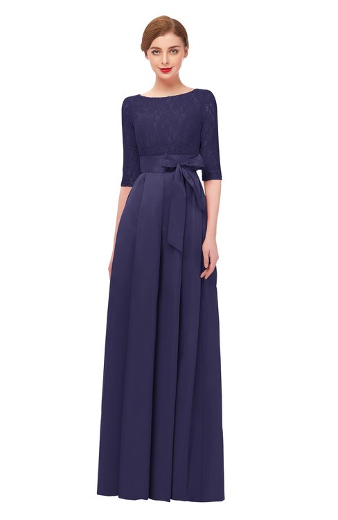 ColsBM Aisha Orient Blue Bridesmaid Dresses Sash A-line Floor Length Mature Sabrina Zipper