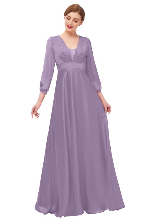 ColsBM Andie Eggplant Bridesmaid Dresses Ruching Modest Zipper Floor Length A-line V-neck