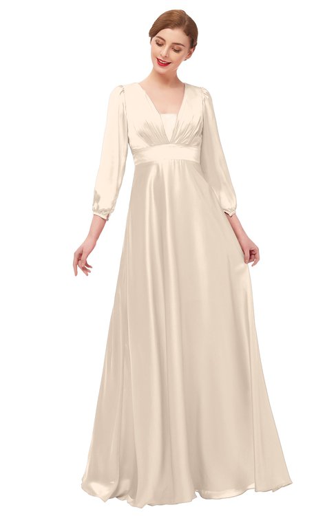 ColsBM Andie Silver Peony Bridesmaid Dresses Ruching Modest Zipper Floor Length A-line V-neck