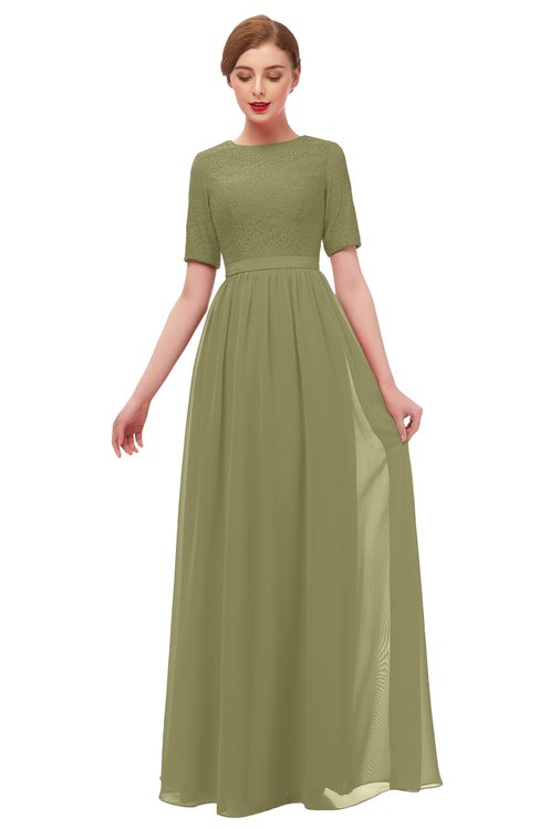 ColsBM Ansley Cedar Bridesmaid Dresses Modest Lace Jewel A-line Elbow Length Sleeve Zip up