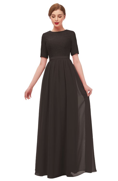 ColsBM Ansley Java Bridesmaid Dresses Modest Lace Jewel A-line Elbow Length Sleeve Zip up