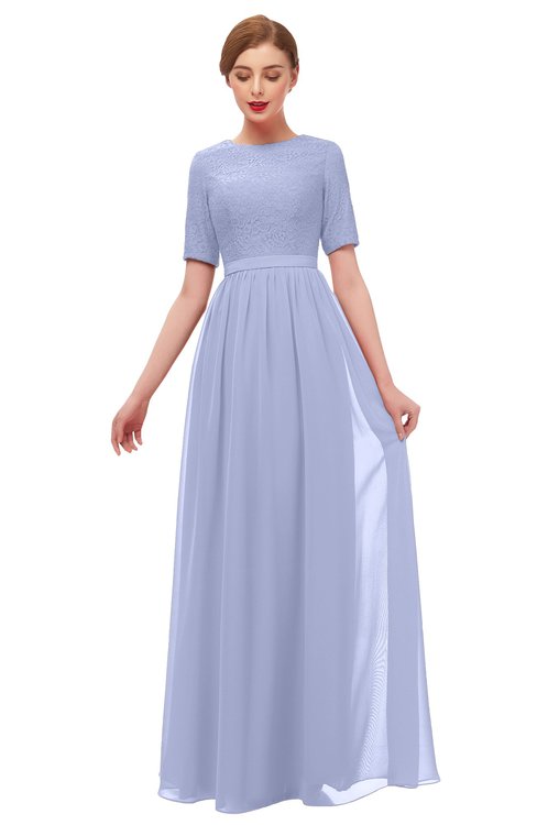 ColsBM Ansley Lavender Bridesmaid Dresses Modest Lace Jewel A-line Elbow Length Sleeve Zip up