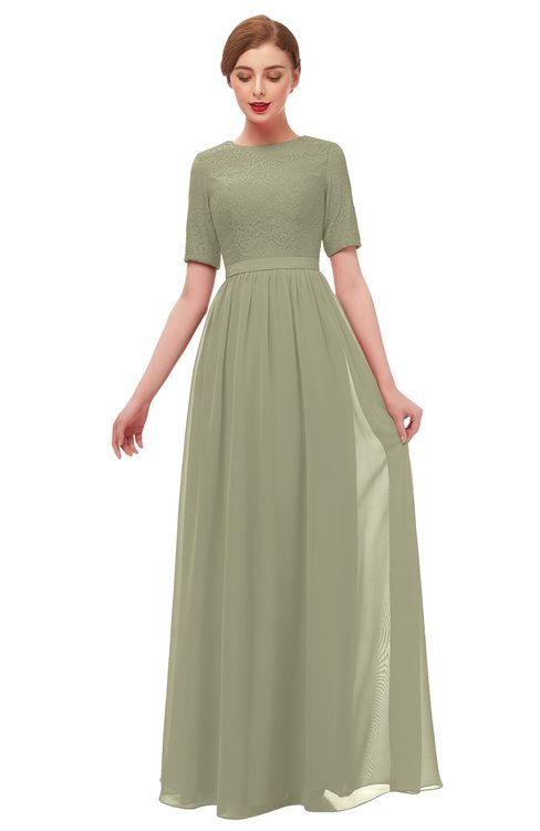 ColsBM Ansley Sponge Bridesmaid Dresses Modest Lace Jewel A-line Elbow Length Sleeve Zip up