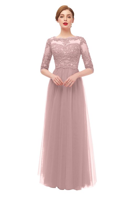 ColsBM Billie Bridal Rose Bridesmaid Dresses Scalloped Edge Ruching Zip up Half Length Sleeve Mature A-line
