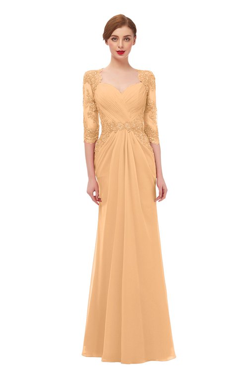 ColsBM Bronte Apricot Bridesmaid Dresses Elbow Length Sleeve Pleated Mermaid Zipper Floor Length Glamorous
