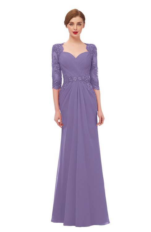 ColsBM Bronte Chalk Violet Bridesmaid Dresses Elbow Length Sleeve Pleated Mermaid Zipper Floor Length Glamorous