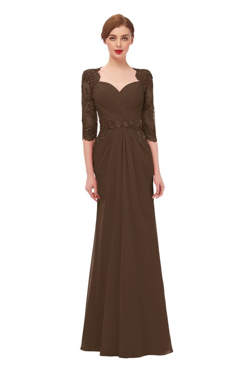 ColsBM Bronte Chocolate Brown Bridesmaid Dresses Elbow Length Sleeve Pleated Mermaid Zipper Floor Length Glamorous