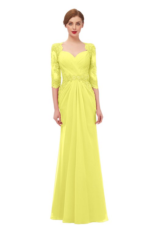 ColsBM Bronte Pale Yellow Bridesmaid Dresses Elbow Length Sleeve Pleated Mermaid Zipper Floor Length Glamorous