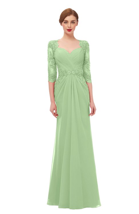 ColsBM Bronte Sage Green Bridesmaid Dresses Elbow Length Sleeve Pleated Mermaid Zipper Floor Length Glamorous