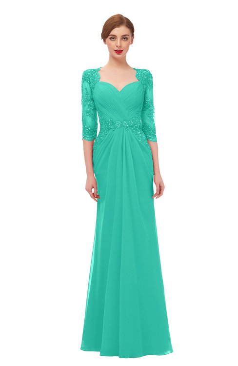 ColsBM Bronte Viridian Green Bridesmaid Dresses Elbow Length Sleeve Pleated Mermaid Zipper Floor Length Glamorous
